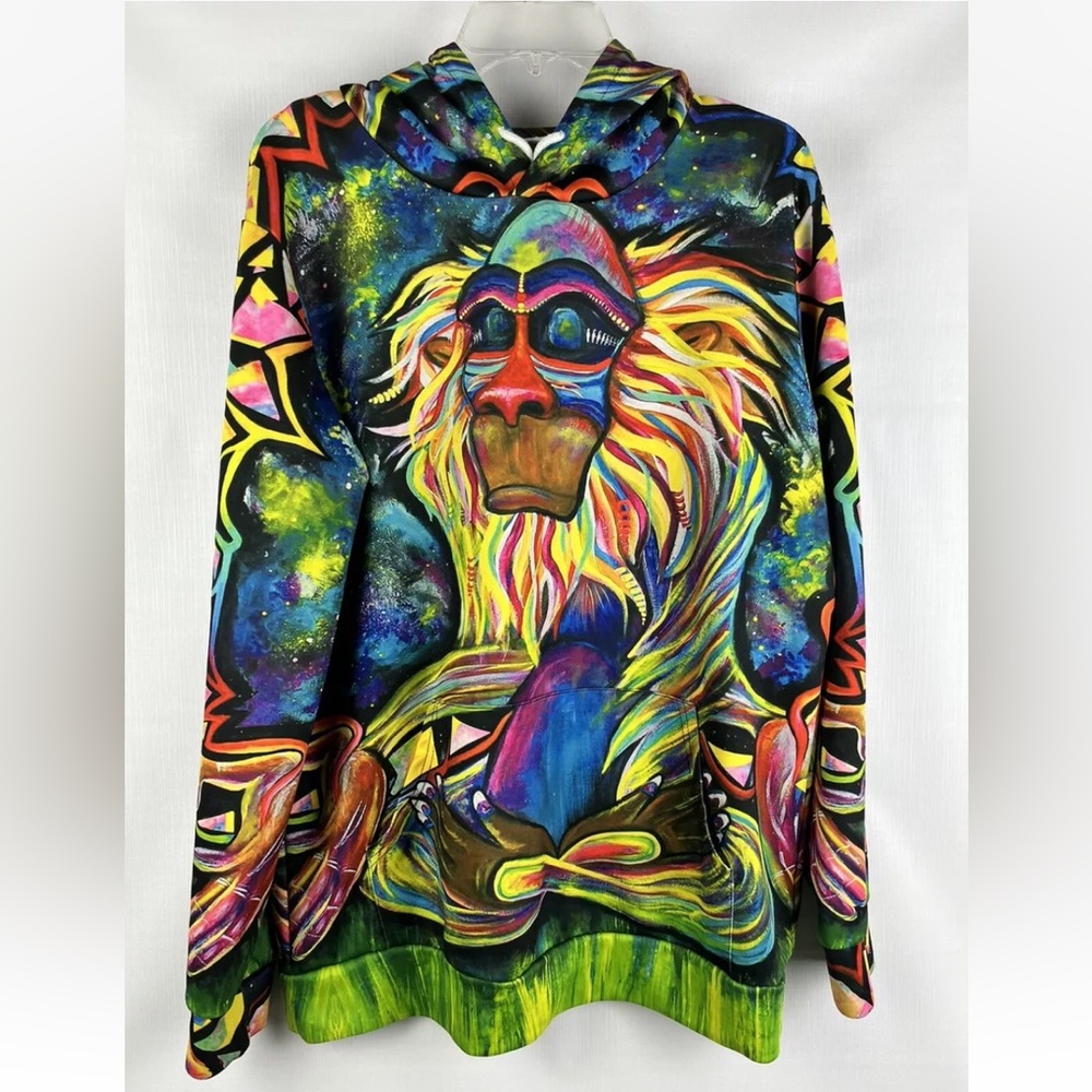 Disney Lion King ‘Rafiki’ Large Multi-Color Hoodie Sweatshirt, VTG Wearable Art